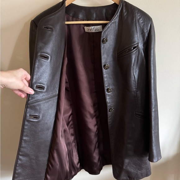 Vintage Chocolate Brown Leather Designer Women's Jacket - Picture 3 of 5